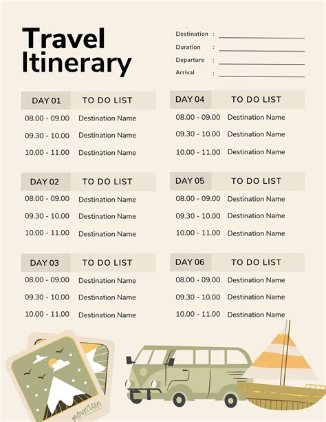 Travel Itinerary Planner Template