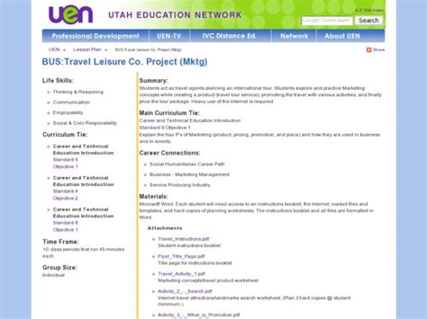 Travel Leisure Company Project Activity For 10Th 12Th Grade Lesson Planet