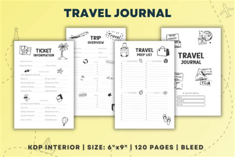 Travel Log Book Journal Kdp Interior Graphic By Kingdom Of Arts