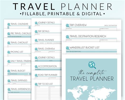 Travel Planner Template Travel Itinerary Travel Journal Etsy