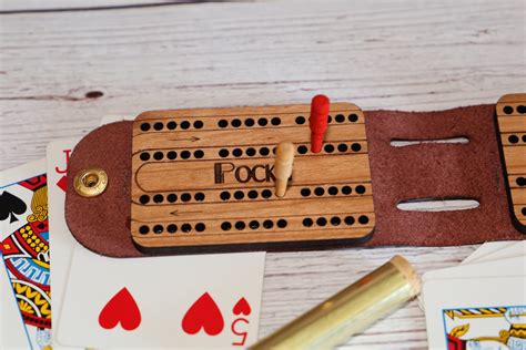 Travel Pocket Cribbage Board Leather Hardwood Etsy