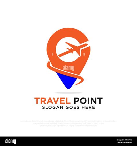 Travel Point Agency Logo Design With Plan And Pin Destination Shape Vector Illustration Template