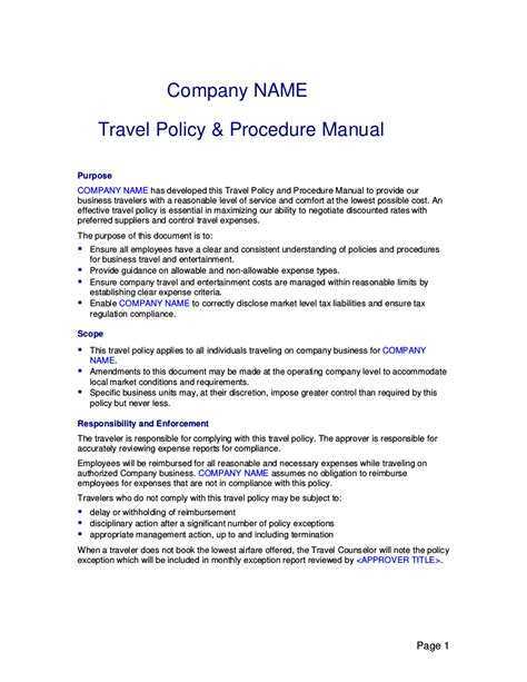 Travel Policy 25 Examples Format Word Pages Pdf