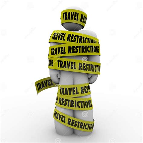 Travel Restrictions Man Wrapped Yellow Tape Danger Warning Stock Illustration Image 43124595