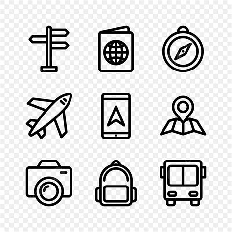 Travel Set Vector Design Images Travel Icon Set In Outline Style