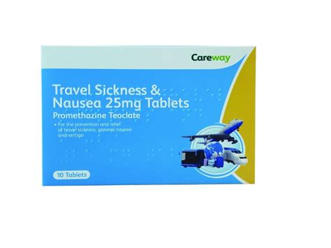 Travel Sickness Nausea 25Mg 10 Tablets Chemist 4 U