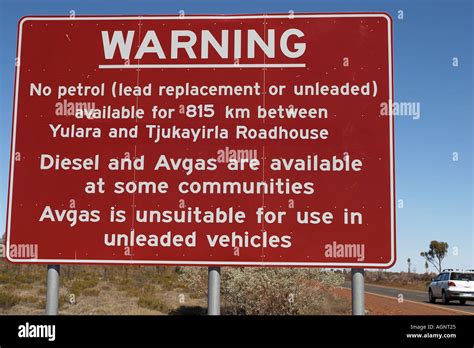 Travel Sign In Central Australia Warning Of The Distance To The Next