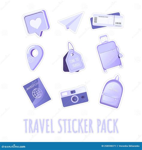 Travel Sticker Pack Set Of Travel Elements Stock Illustration