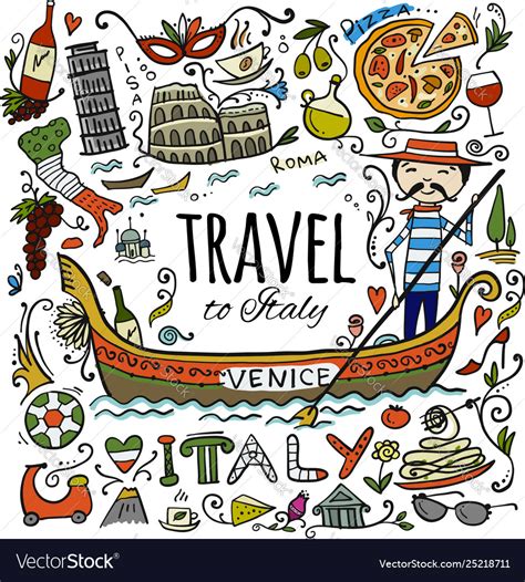 Travel To Italy Greeting Card For Your Design Vector Image