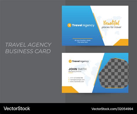 Travel Tour Agency Business Card Design Royalty Free Vector