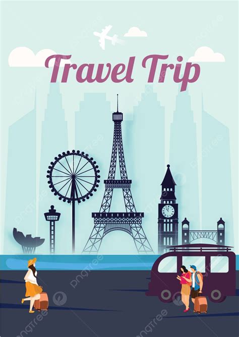 Travel Trip Template Or Poster Design With Foreign Country Famous