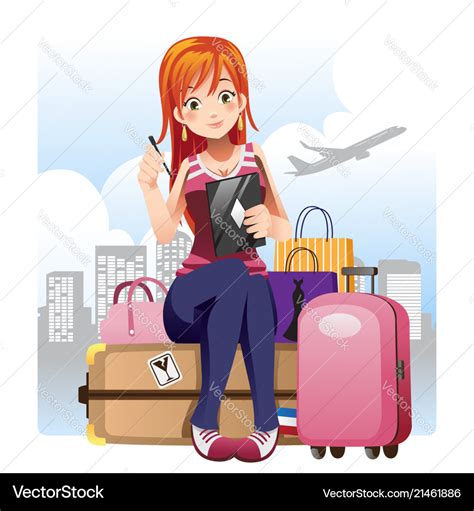 Traveling Girl Vector Vector Art Amp Graphics Freevector Com