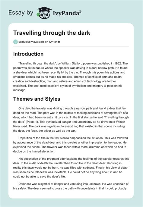 Travelling Through The Dark 1327 Words Essay Example