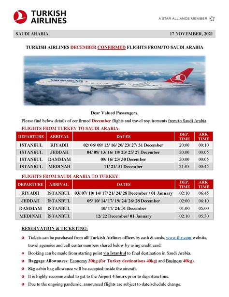 Turkish Airlines Timetable Pdf