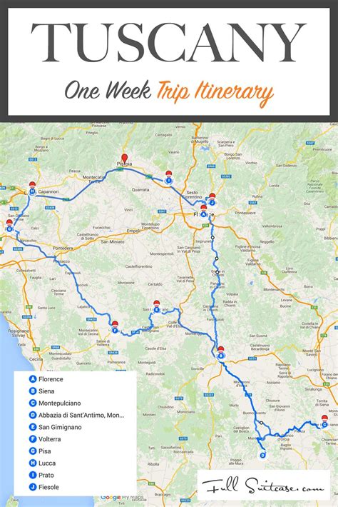 Tuscany Itinerary See The Best Places In One Week Map Tips