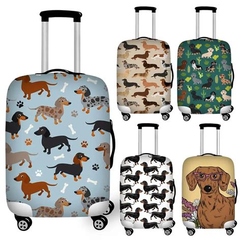 Twoheartsgirl Washable Suitcase Cover Cute Dachshund Dog Travel