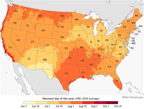 U S Hottest Days Map Wondering Maps