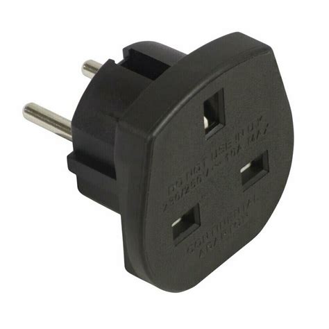 Uk To Europe Travel Adapter 230 240V 10A Max Black