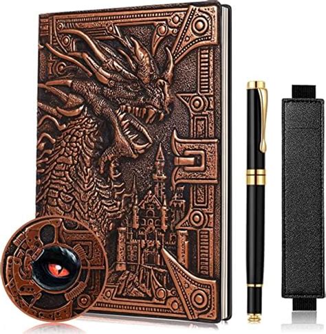 Umiwei Vintage Dragon Embossed Leather Notebook Dnd Notebook Travel