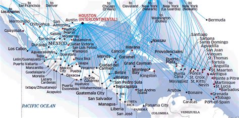 United Airlines Route Map Mexico Central America And The Caribbean