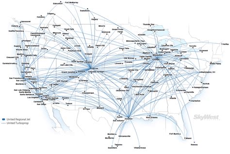 United Express Skywest Airlines Route Map