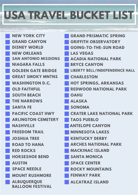 United States Travel 50 Places To See Before You Die Travel Bucket