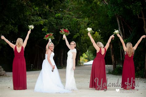 United With Their Bridesmaids For A Memorable Experience Amazing Vivid Red Dresses Creates A