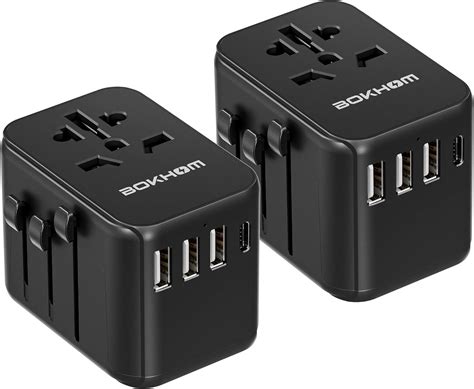 Universal Travel Adapter 2 Pack Bokhom Worldwide Travel Adapter With 4