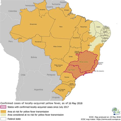 Updated Yellow Fever Map For Brazil Travelers Health Cdc