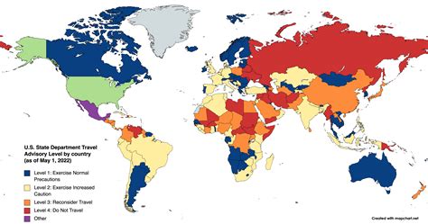 Us Department Travel Advisory Level By Country As Of May 1 2022