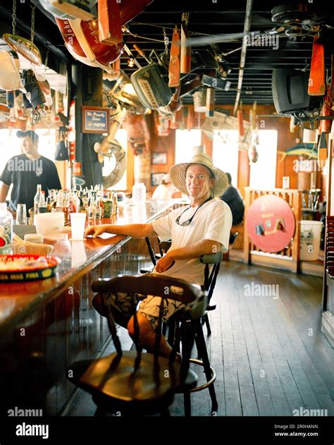 Usa Florida Man Sitting At Bar Aj Amp 39 S Seafood Restaurant Destin Stock Photo Alamy