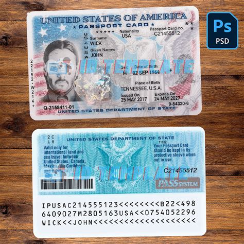 Usa Id Card Template