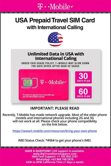 Usa Travel Sim Card T Mobile 3 30 Days