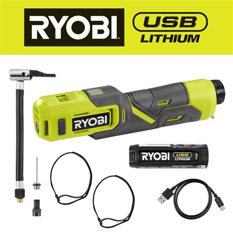 Usb Lithium High Pressure Inflator Kit Ryobi Tools