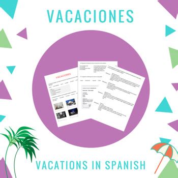 Vacaciones Vacations In Spanish By Spanish Classroom Tpt