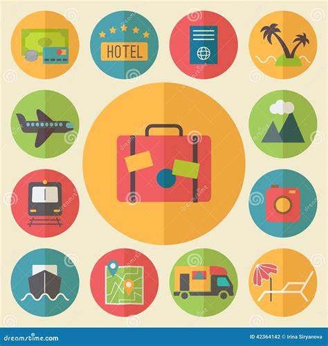 Vacation And Travel Icon Set Design Cuts