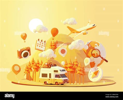 Vector Camper Van Travel Adventures Stock Vector Image Amp Art Alamy