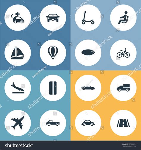 Vector Illustration Set Simple Transportation Icons Stock Vector Royalty Free 705896371