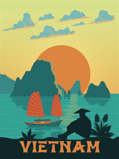 Vietnam Travel Poster Retro Vintage Print Wall Art Minimalism Gift