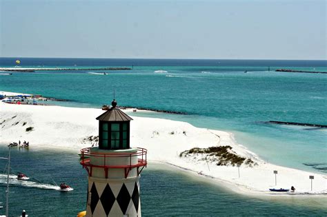 View Of Destin Pass And The Top Of Harry T S Lighthouse Courtesy Of