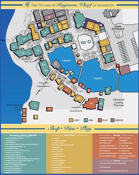 Village Map The Village Of Baytowne Wharf Located In Sandestin Golf And Beach Resort