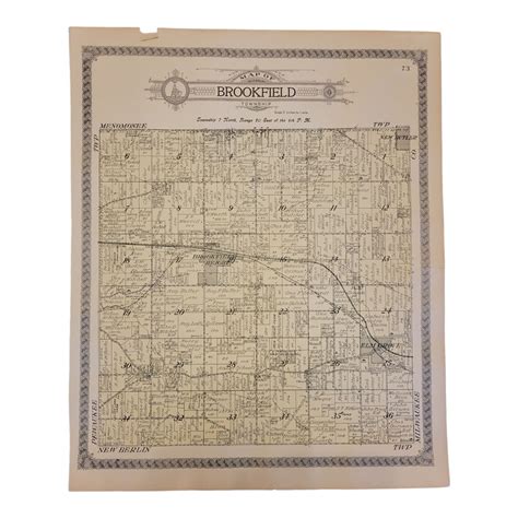 Vintage 1914 Atlas Plat Map Brookfield Township Waukesha County Wisconsin 73 Vintage Maps