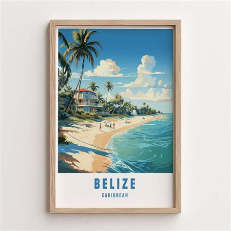 Vintage Belize Travel Posters Wall Art Decor Home Print Framed Gifts For Bedroom Caribbean