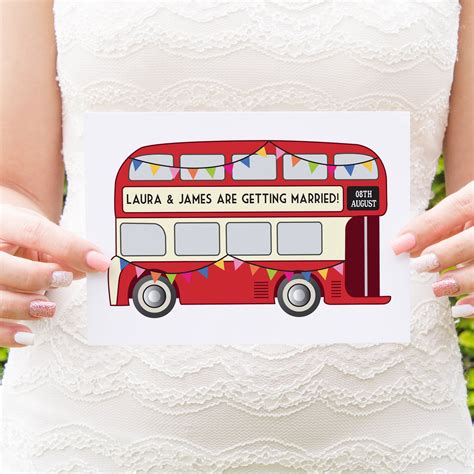 Vintage Bus Rsvp Cards London Wedding London Bus Travel Wedding 10 Stnstationery