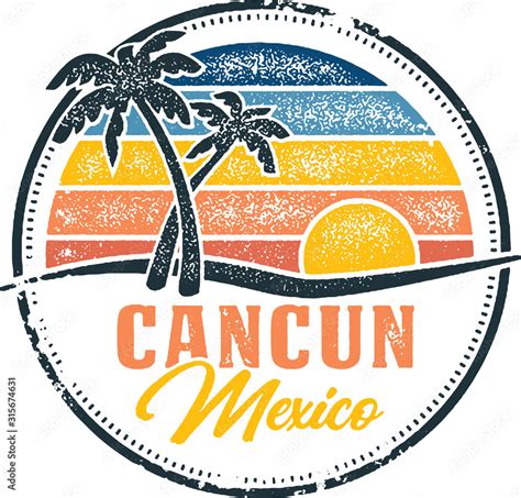 Vintage Cancun Mexico Tropical Vacation Destination Stock Vector Clip Art Library