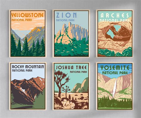 Vintage National Park Posters Available For Digital Download Set Of 6 Posters Etsy