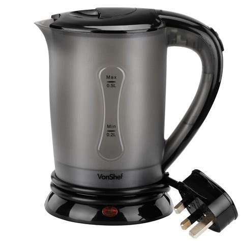 Vonshef Travel Kettle Portable Electric 0 5L 2 Cups Camping Caravan