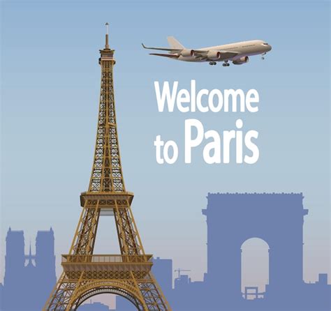 Voyager En France Vols Destination De Paris Vector Vecteur Premium