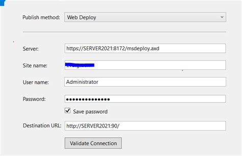 Web Deploy Error Error Destination Not Reachable