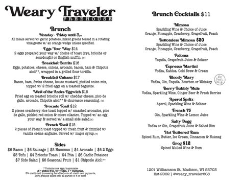 Weekday Brunch Weary Traveler Freehouse